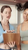 Woman, personal trainer and clipboard for sign up at gym, happy and explain offer for fitness club. People, girl and client with paperwork for membership, subscription and join us at wellness class - Powered by Shutterstock - Get 15% off with code: PIKWIZARD15