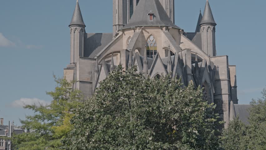 Historic city center of Ghent, Belgium, dominated by the imposing Saint Nicholas