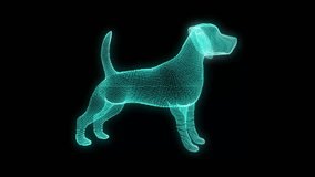 3D holographic animation of a glowing dog silhouette made from blue light particles and digital lines, representing technology, virtual anatomy, and modern digital visualization. - Powered by Shutterstock - Get 15% off with code: PIKWIZARD15