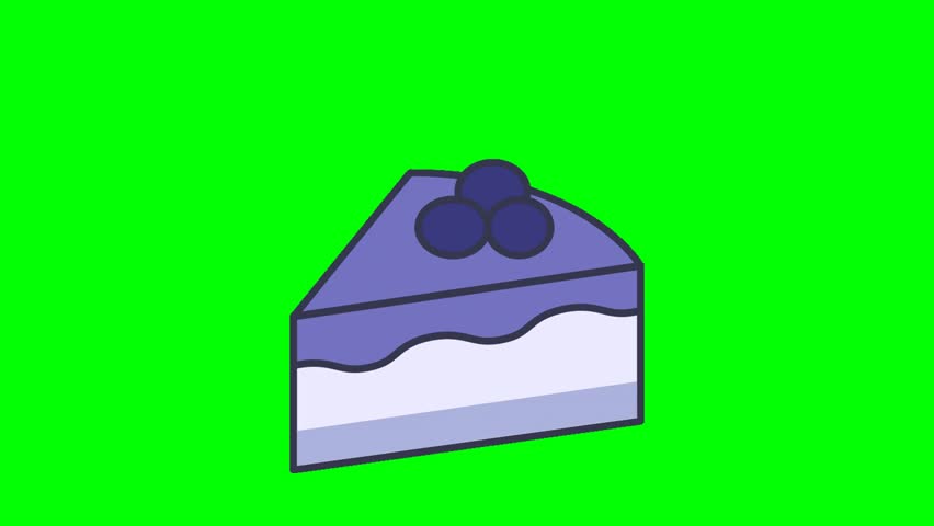 Blueberry Cheesecake Slice Animated Sticker on Green Screen Dessert 3D Animation Video for Sweet Treats, Bakery, and Food Concepts
