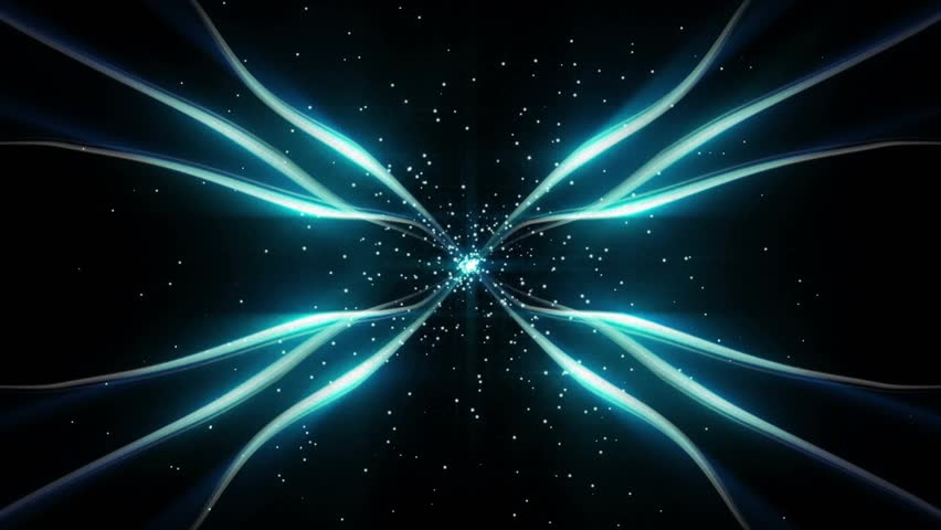 On particle ignition, cyan ribbons converging at center, text sliding in and glitching for level up. Digital, futuristic, neon, dynamic, abstract, technology, energy - Powered by Shutterstock - Get 15% off with code: PIKWIZARD15