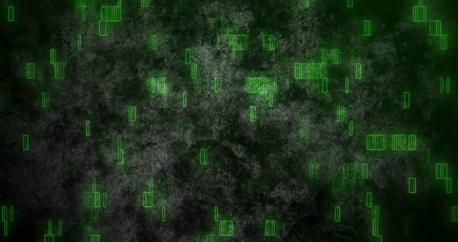 On start green glyphs drifting intensifying as cracks stretching and fading into digital rain. Abstract, digital, futuristic, holographic, cyber, glitch, technological