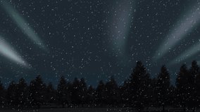 Snowfall starting over pines sparking auroral bands drifting right forming pillars swaying left. Winter, landscape, night, celestial, frost, tranquility, astronomy - Powered by Shutterstock - Get 15% off with code: PIKWIZARD15