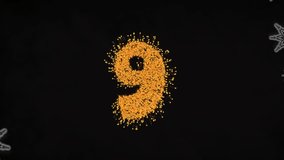 Starting countdown, gold-particle numerals stepping down 9 to 0 with fireworks and snowflakes. Festive, celebration, animation, digital, luxury, sparkle, holiday - Powered by Shutterstock - Get 15% off with code: PIKWIZARD15
