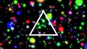 Triangles rotating brush strokes sweeping FLASH SALE glitching then snapping back for looping promo. Abstract, motion graphics, vibrant, dynamic, digital, futuristic, promotional - Powered by Shutterstock - Get 15% off with code: PIKWIZARD15