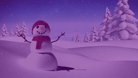 Glowing stars appearing rotating around snowman forming ring while Happy Holidays text fading. Winter, magic, enchantment, tranquility, celebration, serenity, fantasy - Powered by Shutterstock - Get 15% off with code: PIKWIZARD15
