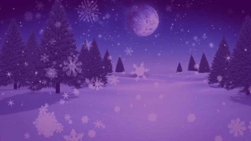 Gold text flickering into Happy Holidays heart lights pulsing snow falling three trees decorating. Winter, celebration, magic, illumination, tranquility, festivity, cozy