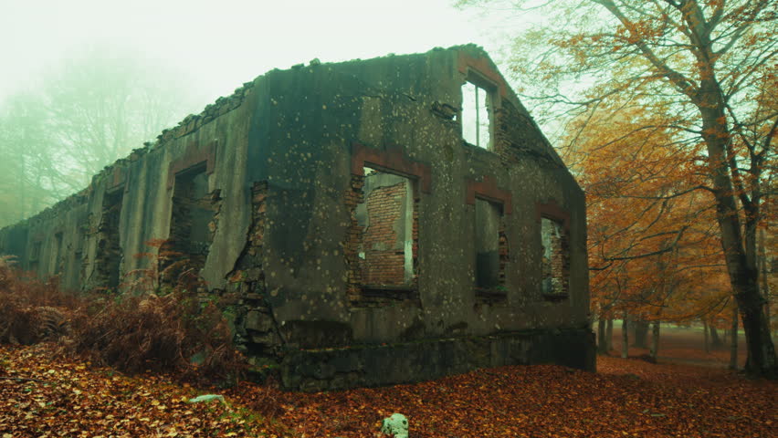 haunted house in the fog