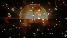 Receiving flare mosaic sphere rising upward amid drifting red and white particles revealing tiles. Abstract, futuristic, technology, motion, illumination, artistry, luxury - Powered by Shutterstock - Get 15% off with code: PIKWIZARD15