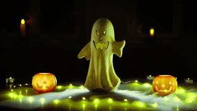 All Hallows’ Eve autumn decor with pumpkins, candles, and leaves, capturing a warm rustic Halloween mood and seasonal festive inspiration. - Powered by Shutterstock - Get 15% off with code: PIKWIZARD15