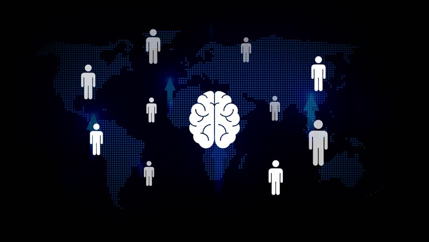Global human network connections digital brain concept with upward arrows and people icons on dotted world map background technology innovation - Powered by Shutterstock - Get 15% off with code: PIKWIZARD15