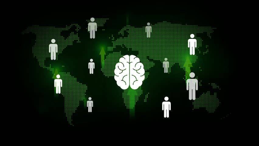 Global Network Connections Human Figures Brain Technology Digital World Map Green Dots Abstract Background - Powered by Shutterstock - Get 15% off with code: PIKWIZARD15