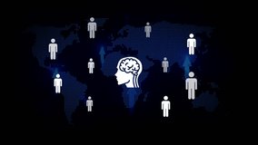 Global human network connection intelligence brain mind map digital technology concept abstract background with connected people icons and world map data visualization - Powered by Shutterstock - Get 15% off with code: PIKWIZARD15