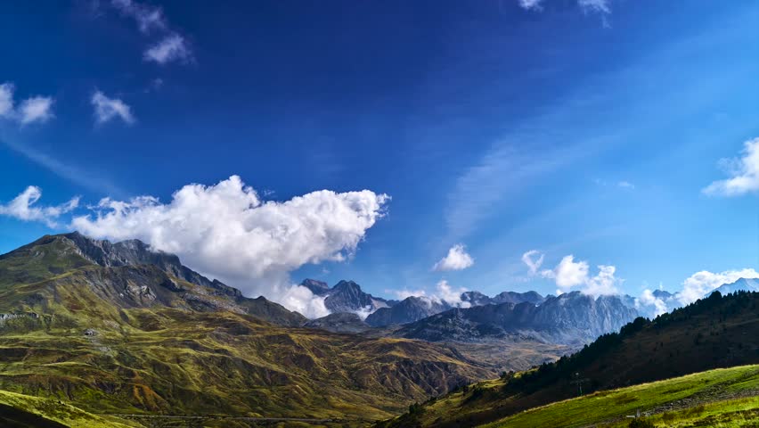 Clouds Flow Over the Pyrenees Mountains  Time lapse