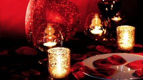 Valentine’s Day romantic scene with red heart, candles, and rose petals. Perfect for love, romance, and holiday celebration visuals. - Powered by Shutterstock - Get 15% off with code: PIKWIZARD15