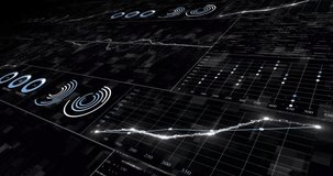 Digital animation featuring a futuristic data visualization dashboard. Perfect for use in technology presentations, sci-fi films, corporate videos, UX, UI concepts, and motion graphics backgrounds - Powered by Shutterstock - Get 15% off with code: PIKWIZARD15