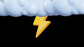 A 3D animated storm cloud with a lightning bolt, suitable for dramatic weather reports or alerts. - Powered by Shutterstock - Get 15% off with code: PIKWIZARD15