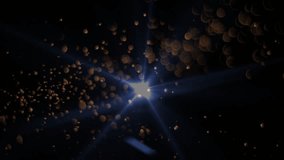 Golden orbs and white stars emerging left forming spiraling tree motif then dissolving. Abstract, particles, cosmic, luminous, dynamic, immersive, minimalistic - Powered by Shutterstock - Get 15% off with code: PIKWIZARD15