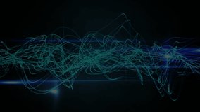 On load teal waveform oscillating, branching, flaring, merging dots, dispersing, visualizing sound. Digital art, abstract, futuristic, motion graphics, technology, data visualization, luminous - Powered by Shutterstock - Get 15% off with code: PIKWIZARD15