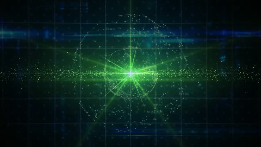 Faint green core appearing initiating particles emerging ring forming lines visualizing data flow. Futuristic, digital, cyberpunk, abstract, technology, animation, interface - Powered by Shutterstock - Get 15% off with code: PIKWIZARD15