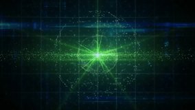 Faint green core appearing initiating particles emerging ring forming lines visualizing data flow. Futuristic, digital, cyberpunk, abstract, technology, animation, interface - Powered by Shutterstock - Get 15% off with code: PIKWIZARD15