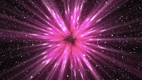 On playback start 3D render pink burst pulsating with shimmering rays visualizing energy expansion. Futuristic, abstract, vibrant, cosmic, dynamic, glowing, digital - Powered by Shutterstock - Get 15% off with code: PIKWIZARD15