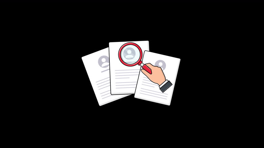 Animated Job Resume Analysis. Recruitment and Human Resource Concept Video - Transparent