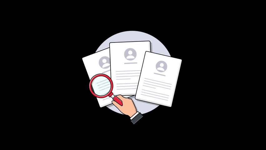 Job Resume Analysis. Recruitment and Human Resource Concept Animation Video - Transparent