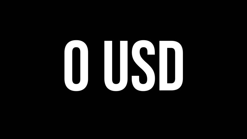 flaying number with usd dollar counting text from 0 to 8000 usd with white ink drops on a black background