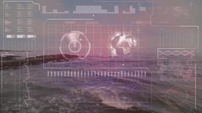 dawn sea shifting into scanning overlay, rotating radar disc spinning globe mapping depth and data. Technology, data visualization, futuristic, analytics, digital, innovation, abstract - Powered by Shutterstock - Get 15% off with code: PIKWIZARD15