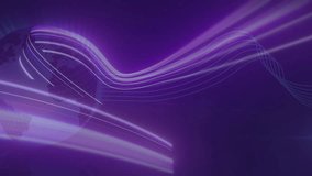 Purple gradient starting globe spinning, ribbons weaving through pulsing hexagon showing data flow. Technology, digital, futuristic, data, innovation, network, visualization - Powered by Shutterstock - Get 15% off with code: PIKWIZARD15