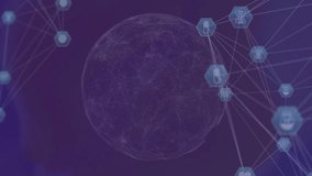 Digital sphere appearing driving nodes expanding linking icons emerging illustrating data growth. Futuristic, technology, connectivity, innovation, science, health, network - Powered by Shutterstock - Get 15% off with code: PIKWIZARD15