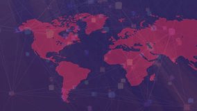 Stylized red world map fading in, nodes linking, data-cube sphere rotating to show global data flow. Global network, data visualization, digital environment, cyber technology, information flow, - Powered by Shutterstock - Get 15% off with code: PIKWIZARD15