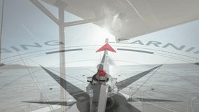 Man aligning stance on boat bow while compass graphic fading in and needle rotating toward learning. Navigation, exploration, growth, metaphor, adventure, discovery, direction - Powered by Shutterstock - Get 15% off with code: PIKWIZARD15