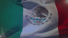 Waving Mexican flag causing bars growing and sliding while line graph undulating showing trends. Patriotism, financial data, digital art, display graphics, market analysis, modern visualization, - Powered by Shutterstock - Get 15% off with code: PIKWIZARD15