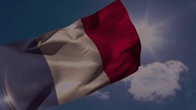 French flag materializing while translucent UI panel guiding data processing steps under bright sky. Patriotism, technology, digital, innovation, communication, progress, national - Powered by Shutterstock - Get 15% off with code: PIKWIZARD15