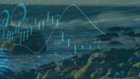 Opening rocky coast showing candlestick bars fading line drawing charts converging visualizing data. Seascape, data visualization, analytics, abstract, marine, digital, charts - Powered by Shutterstock - Get 15% off with code: PIKWIZARD15
