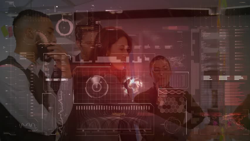 Business team using glass board with hologram, woman tapping chart raising graph guiding strategy. Collaboration, innovation, technology, futuristic, brainstorming, strategy, analytics - Powered by Shutterstock - Get 15% off with code: PIKWIZARD15