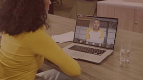 Woman initiating remote business meeting while watching loading bar filling and revealing colleague. Technology, professionalism, collaboration, digital, workspace, concentration, communication - Powered by Shutterstock - Get 15% off with code: PIKWIZARD15