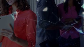 Mid adult woman swiping tablet in tech office, forming holographic globe for data collaboration. Collaboration, innovation, technology, data, networking, teamwork, digital - Powered by Shutterstock - Get 15% off with code: PIKWIZARD15