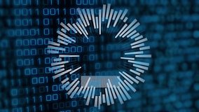 On playback start data chart rotating arc pulsing bars and readout counting to show progression. Digital, analytics, futuristic, financial, technology, data-driven, dynamic - Powered by Shutterstock - Get 15% off with code: PIKWIZARD15