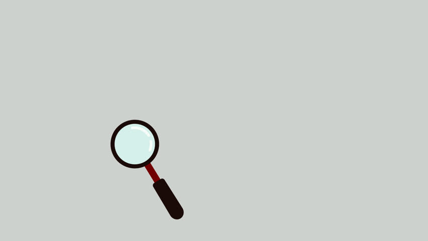 Animation of a magnifying glass in stillness on a plain gray background. Perfect for detective, investigation, or search concepts in design projects.
