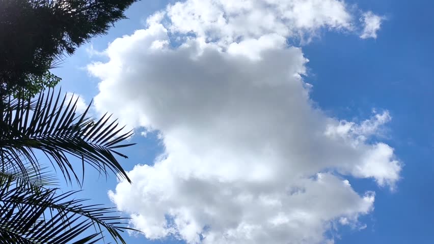 Time lapse of clouds are moving in the blue sky, at noon Chiangmai Thailand.