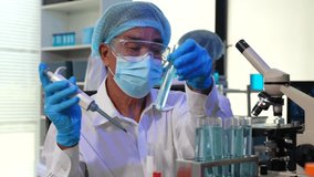 Scientists conducting research in a biotechnology lab, using pipettes and test tubes for medical and chemical experiments. Innovation in chemistry, healthcare, and medicine. - Powered by Shutterstock - Get 15% off with code: PIKWIZARD15