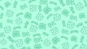 School themed doodles of books, clocks, DNA, and soccer balls depict vibrant classroom fun. Perfect for educational design projects and presentations - Powered by Shutterstock - Get 15% off with code: PIKWIZARD15