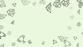 Education doodle animation with school tools, trophies, and books on light green background with copy space. Perfect for learning and achievement themes. - Powered by Shutterstock - Get 15% off with code: PIKWIZARD15