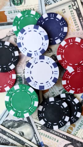 Casino chips, bets and gambling, risk to win or lose money. Betting chips as a background for your design