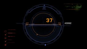 Futuristic HUD Radar Display Circular Neon Digital Target, Tunnel Travel. A high tech sci fi HUD radar interface featuring circular neon rings, blue and red highlights, and digital targeting visuals - Powered by Shutterstock - Get 15% off with code: PIKWIZARD15