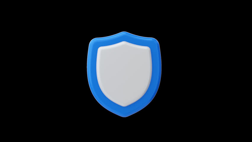 3d Shield Icon rotating on transparent background