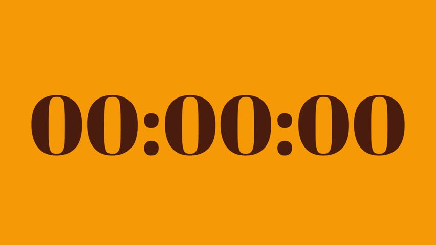 35 second stopwatch timer with bold brown numbers on bright orange background. Minimalist design perfect for countdown videos, timing, productivity visuals, and presentation templates